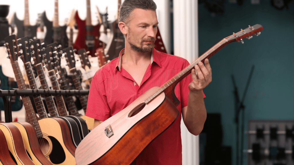 Man shopping for a guitar