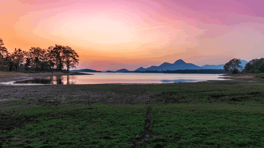 pretty sunset at a lake